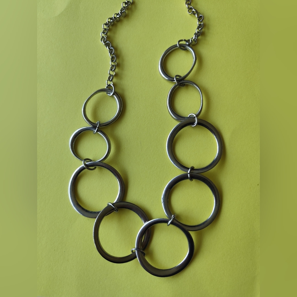3/$25💙Silver large circle necklace 26" new